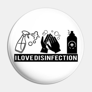 Minimalist I Love Disinfection Graphic Illustration Pin