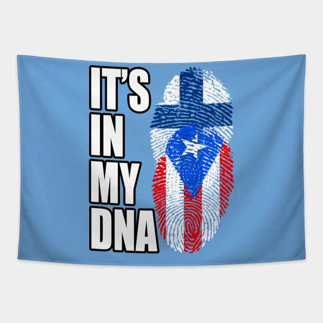 Finnish And Puerto Rican Mix DNA Flag Heritage Tapestry by Just Rep It!!