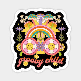 Groovy Child Retro Hippie Design in Bold Colors Magnet