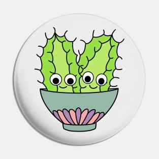 Cute Cactus Design #245: Prickly Pear Cacti In Dainty Bowl Pin