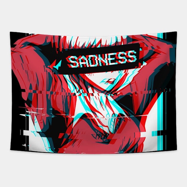 Sadness Anime Girl Vaporwave Aesthetic Otaku Weeb Tapestry by Alex21