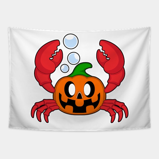 Crab Halloween Pumpkin Tapestry by Markus Schnabel