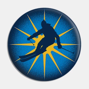 Skier Sunburst Pin