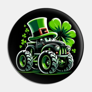 Kids St Patrick Day Monster Truck Saint Pattys Irish Toddler Boys Pin