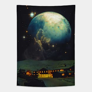 In The Night - Space Collage, Retro Futurism, Sci-Fi Tapestry