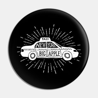 Taxi New York Big Apple, White Design Pin