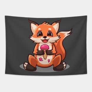 cute fox holding ice cream Tapestry