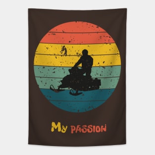 Snowmobile Vintage Design Tapestry