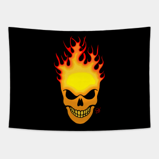 Skull on Fire Tapestry