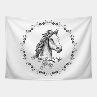 Horse design Floral Look Tapestry