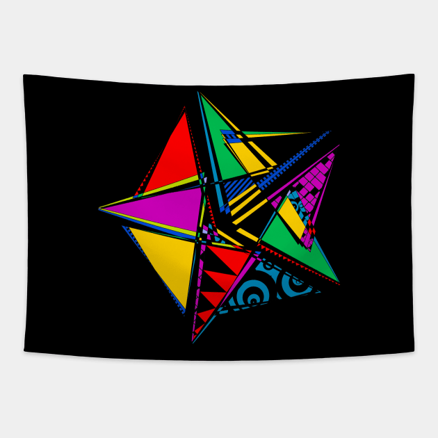 Data Art Maurer Rose | Abstract Funky Geometric Star Black Tapestry by aRtVerse