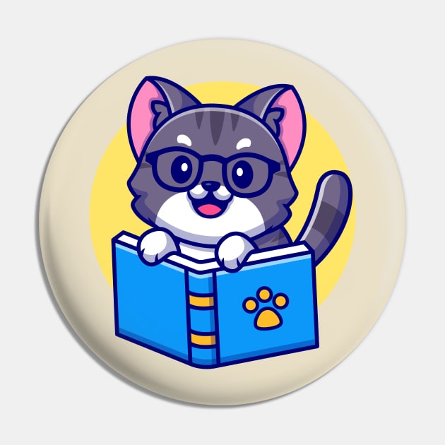 Cute Cat Reading Book Cartoon Pin by Catalyst Labs