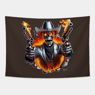 Flaming Skeleton Cowboy by focusln Tapestry