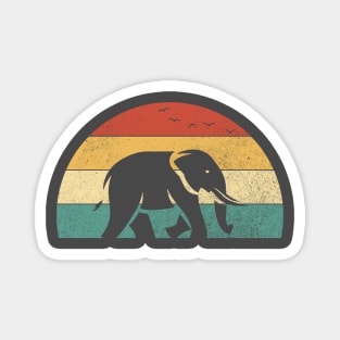 Sunset elephant landscape savanna vintage retro Magnet