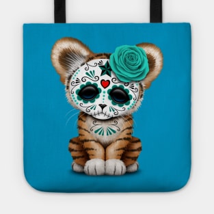 Blue Day of the Dead Sugar Skull Tiger Cub Tote