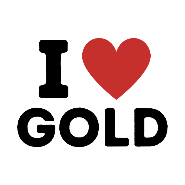 I Love Gold Simple Heart Design by Word Minimalism