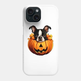 Boston Terrier Dog inside Pumpkin #1 Phone Case