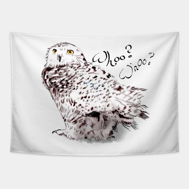 Snowy owl Tapestry by michdevilish