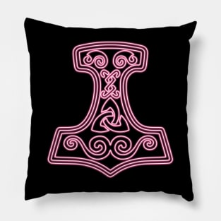 Thor hammer - Mjöllnir - pink neon Pillow
