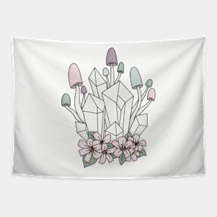 Pastel mushrooms and crystals Tapestry