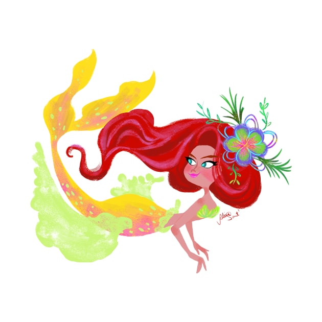 Mermaid red hair by AlineSantAnna