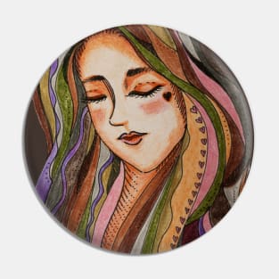 Female Portrait illustration by Pencil color Pin