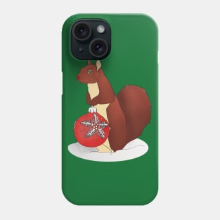 Squirrel Holding Christmas Ball Ornament Phone Case