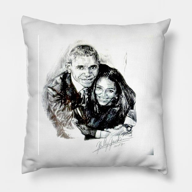 BARACK & MICHELLE OBAMA PORTRAIT Pillow by cindybrady1986