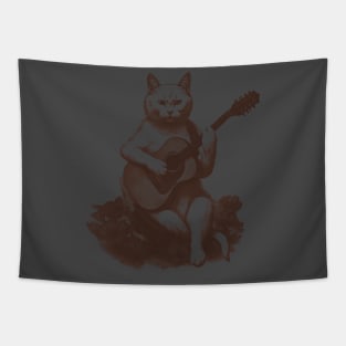 Cat Playing Guitar Tapestry