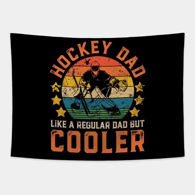 Hockey Dad Funny Vintage Hockey Player Father's Day Gift Tapestry by Damsin