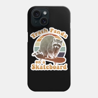 Trash panda on a skateboard retro Phone Case