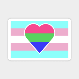 Transgender Pride Flag with Polysexual/Polyromantic Heart Magnet