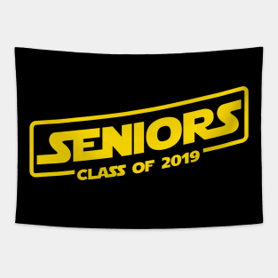 Seniors Class of 2019 Space Movie Logo Design Tapestry