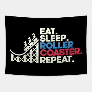 Eat, Sleep, RollerCoaster, Repeat - Theme Park Fan Tapestry