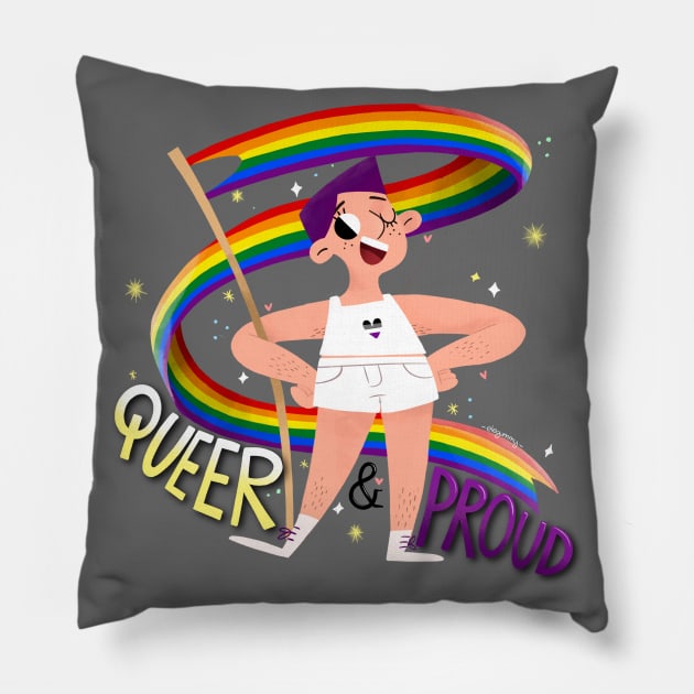 Queer & Proud - Asex heart Pillow by Gummy Illustrations