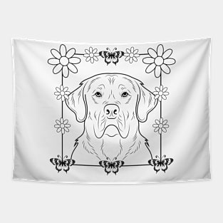 Old Dog And Flower Tapestry