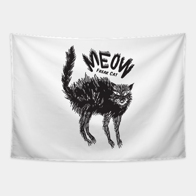 Freak Cat Meow Tapestry by dotdotdotstudio