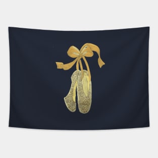 Glitzy gold ballet shoes Tapestry