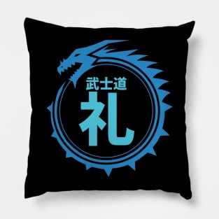 Doc Labs - Dragon / Bushido - Respect (礼) (Blue) Pillow