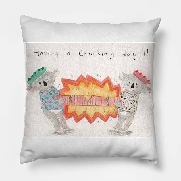 Christmas cracker koala bear watercolour Pillow by Charlotsart