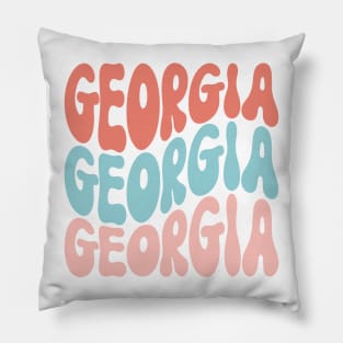 Georgia Word Pattern T-Shirt - Eye-Catching Graphic Print - Fun Outfit Addition - Thoughtful Peach State-Themed Gift Pillow