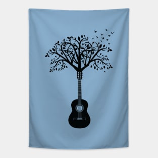 Classical Guitar Tree Light Theme Tapestry