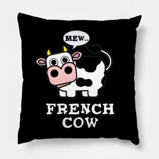 French Cow Cute Animal Pun Pillow