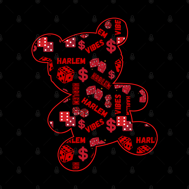 Cute Harlem Vibes Teddy Bear | Dice with Money Symbol | Harlem New York City by Harlems Gee