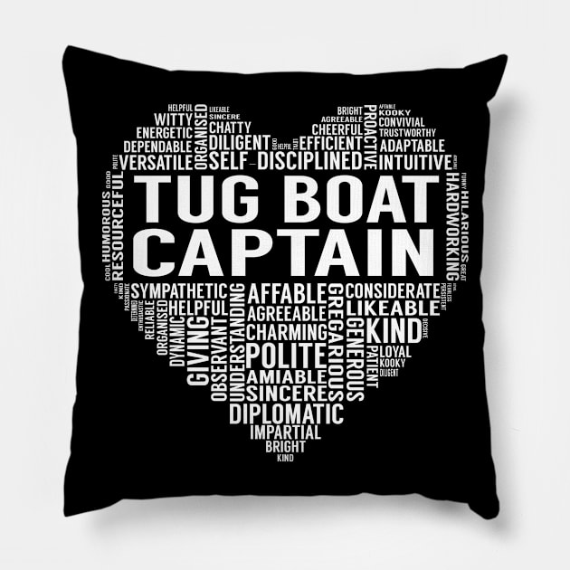 Tug Boat Captain Heart Pillow by LotusTee