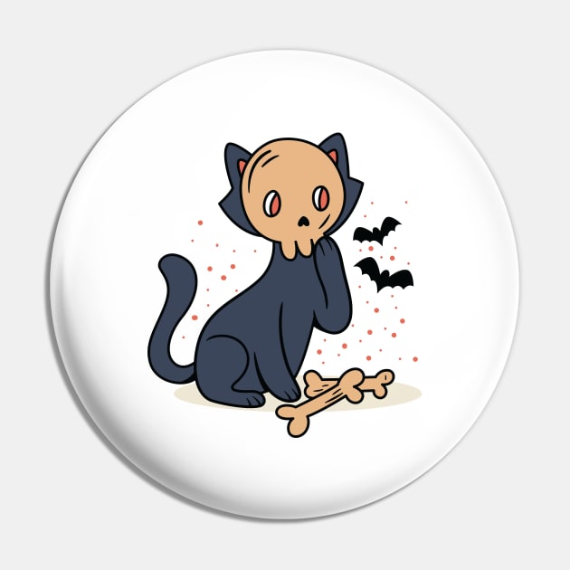 Spooky Black Cat Ghost Pin by JS Arts