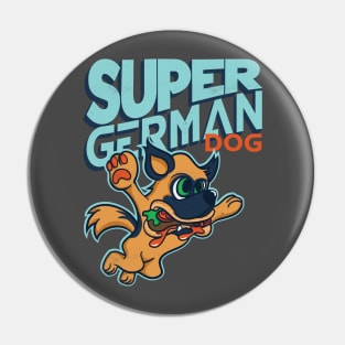 Super German Shepherd Dog eating Hamburger Pin