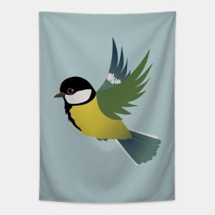 Flying great bird on a light blue background Tapestry