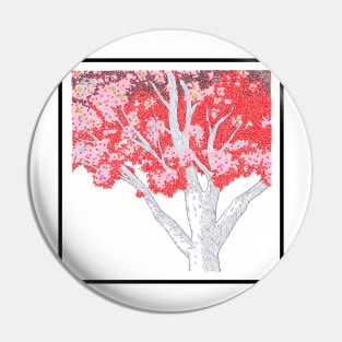 Red Tree Circle Design Pin