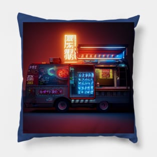 Cyberpunk Tokyo Ramen Food Truck Pillow